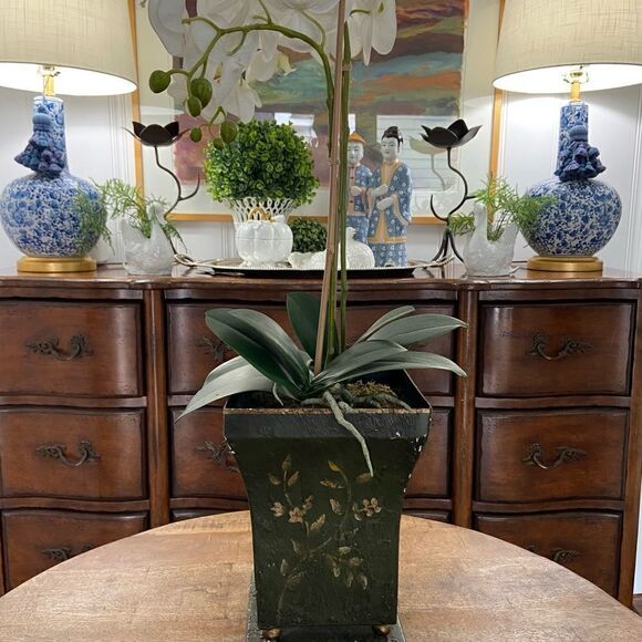 Other - Vintage reproduction metal toleware footed cachepot